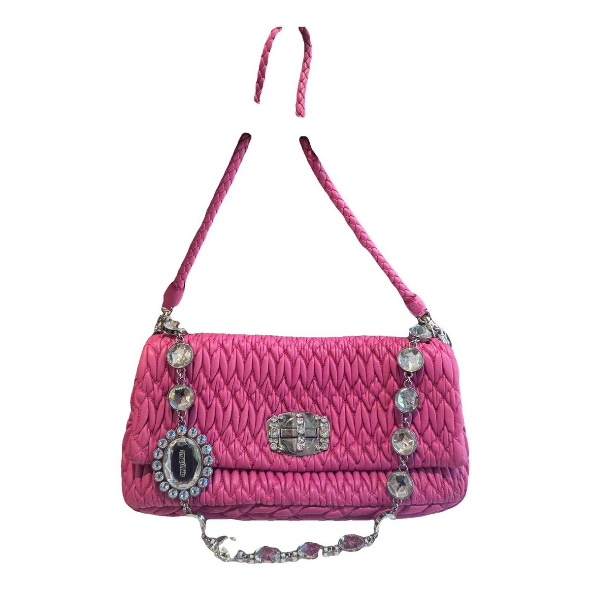 Miu Crystal leather handbag