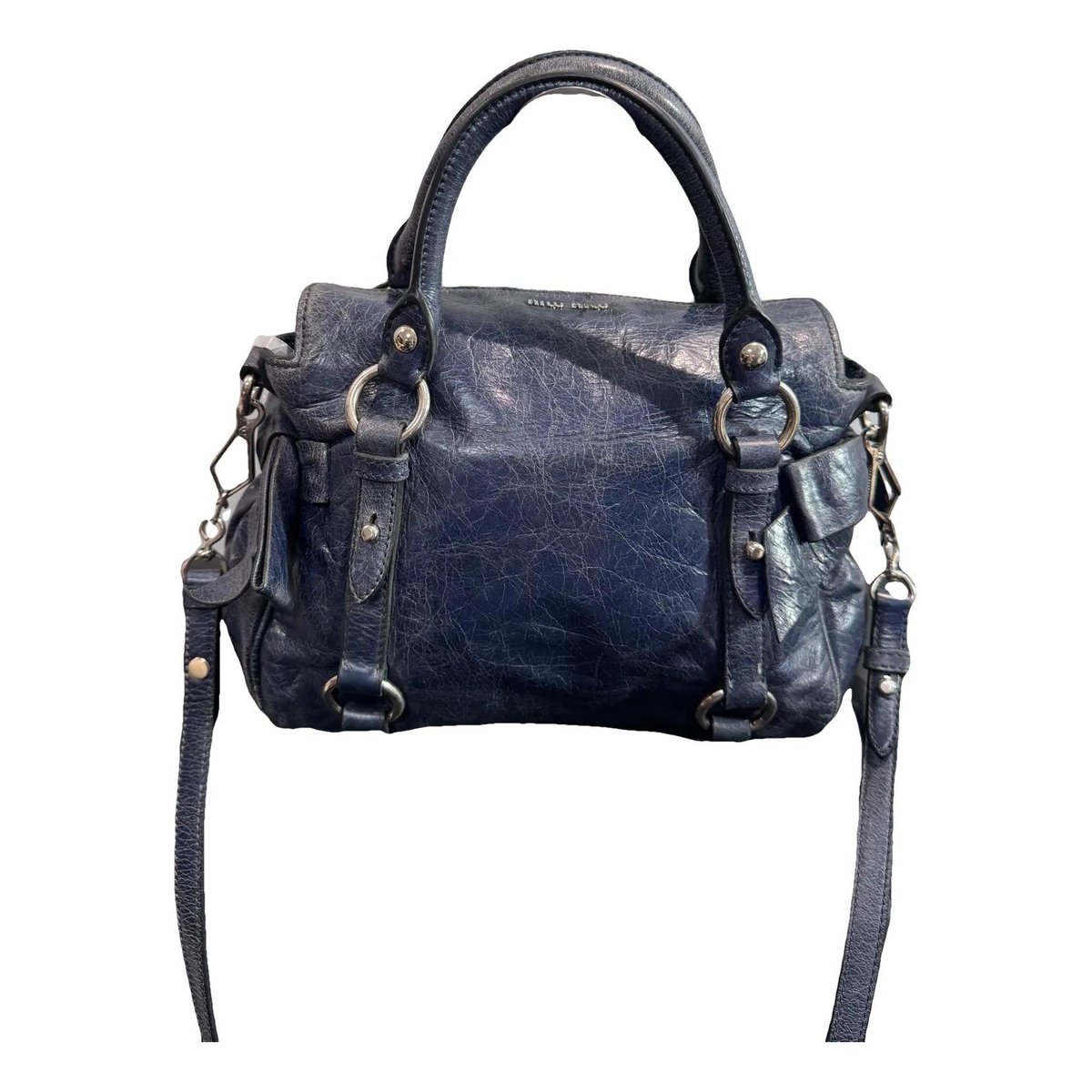 Bow bag leather handbag