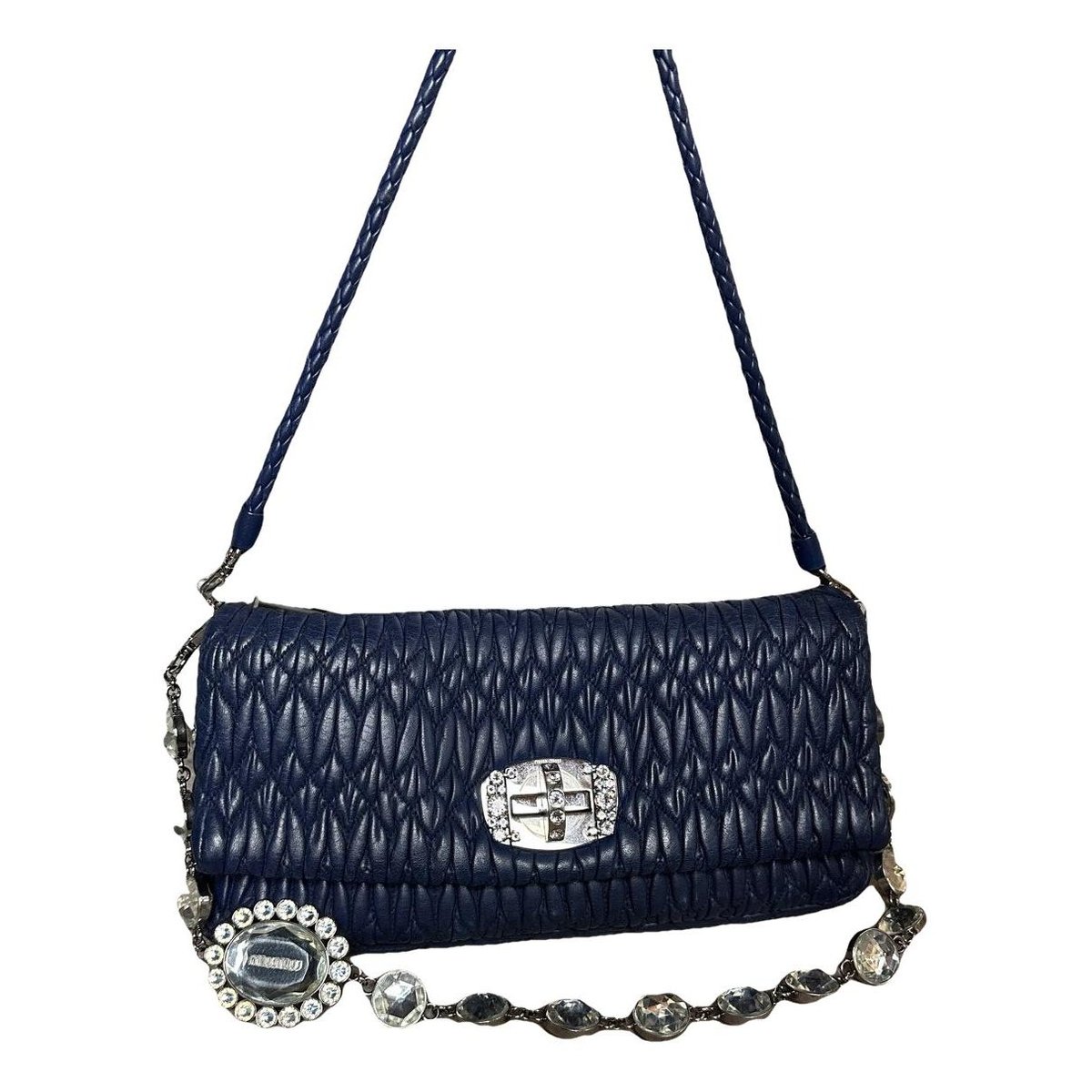 Miu Crystal leather handbag