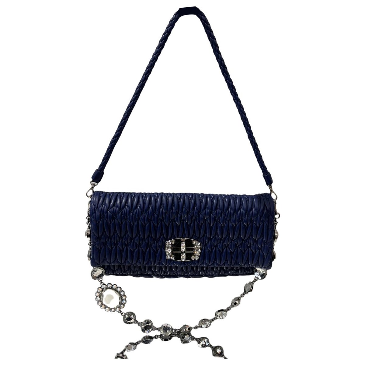 Miu Crystal leather handbag