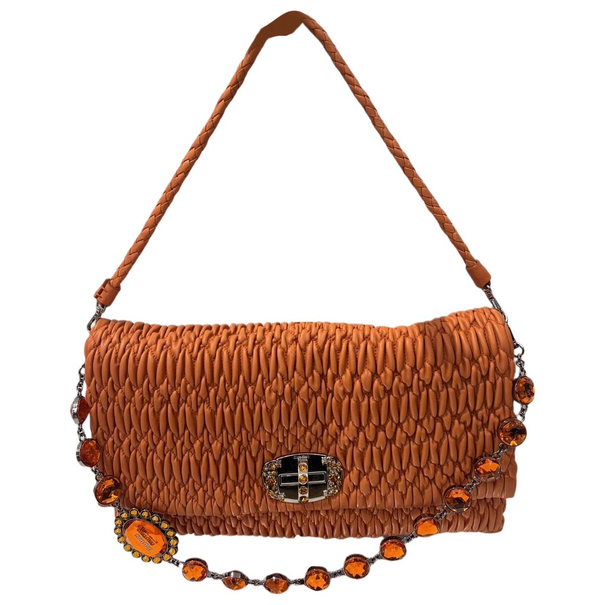 Miu Crystal leather handbag