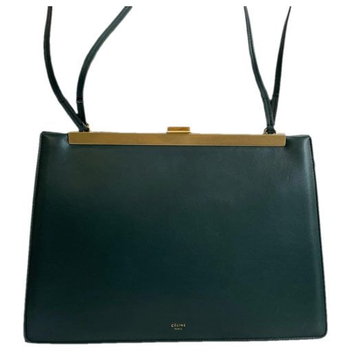 Clasp leather handbag