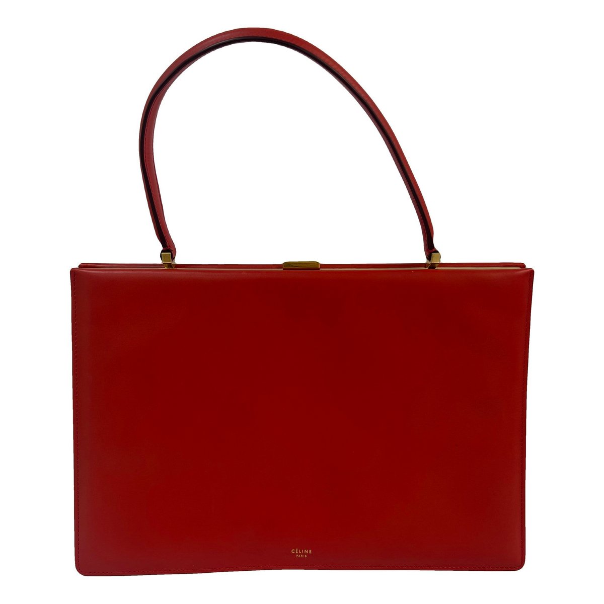 Clasp leather handbag