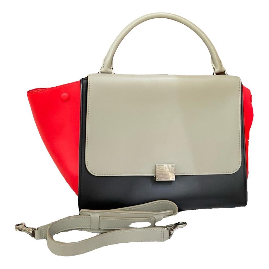 Trapèze leather handbag
