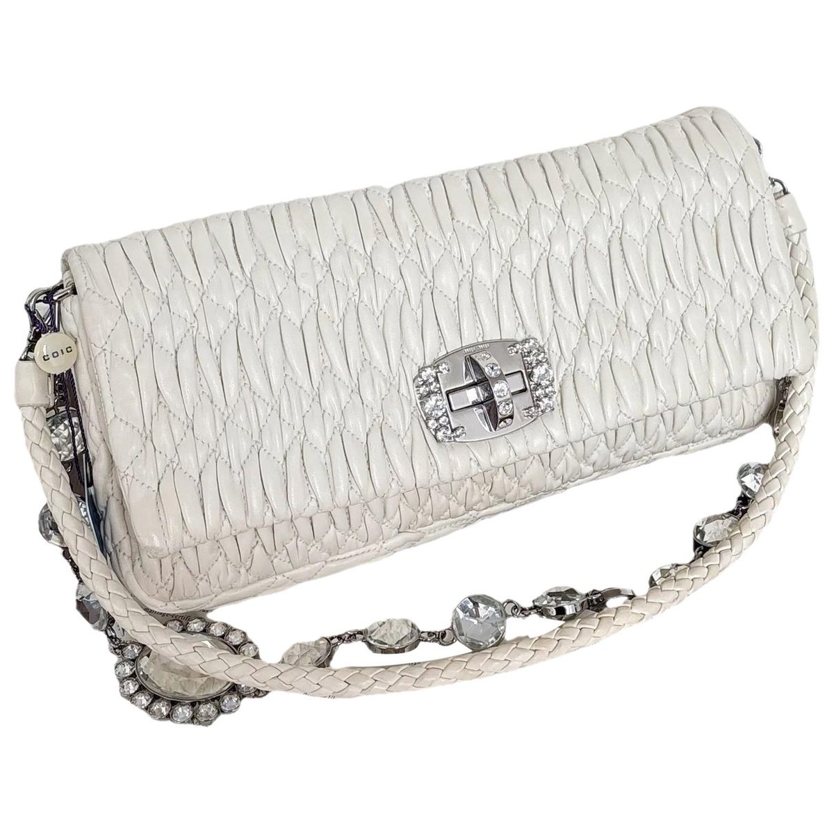 Miu Crystal leather handbag
