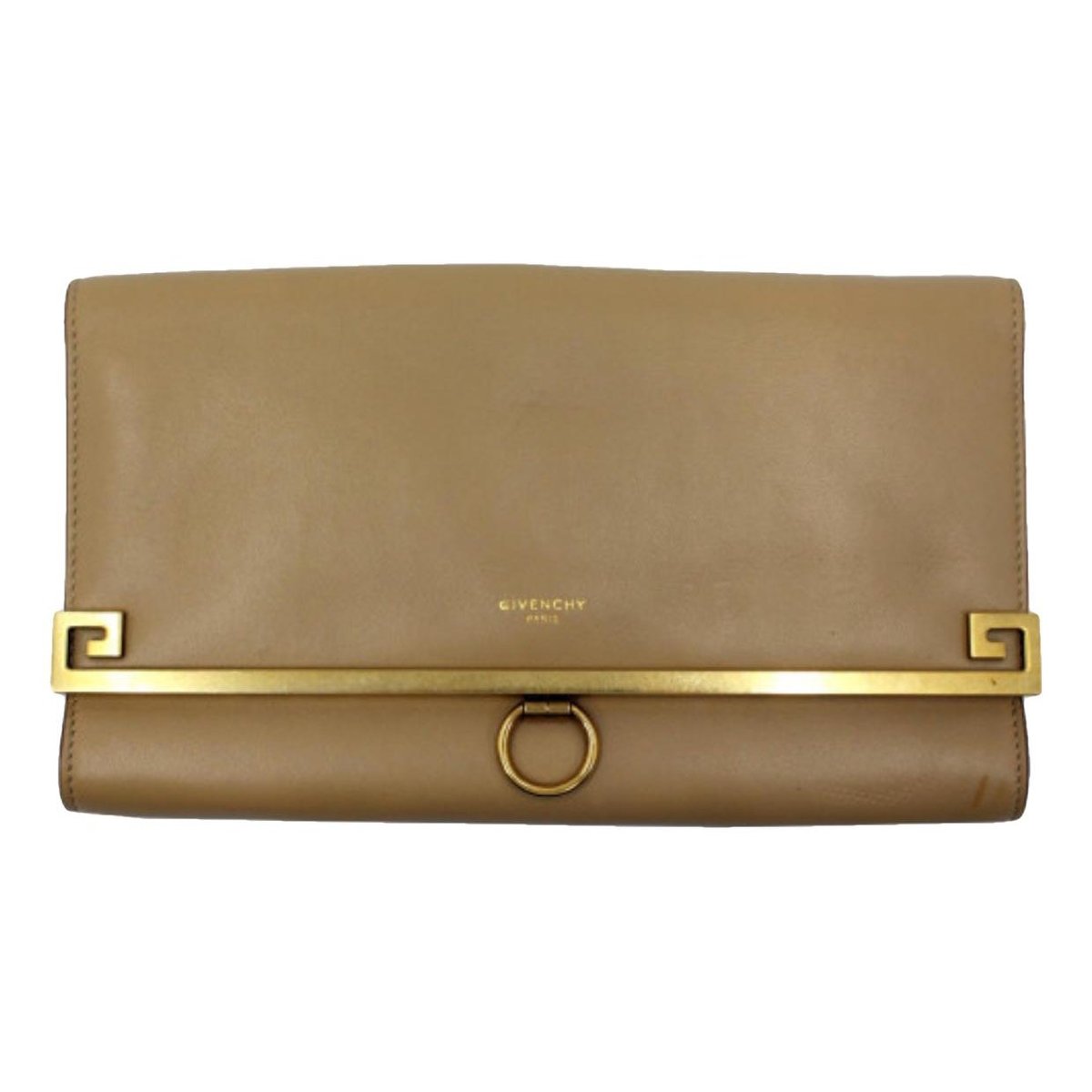 Emblem leather clutch bag