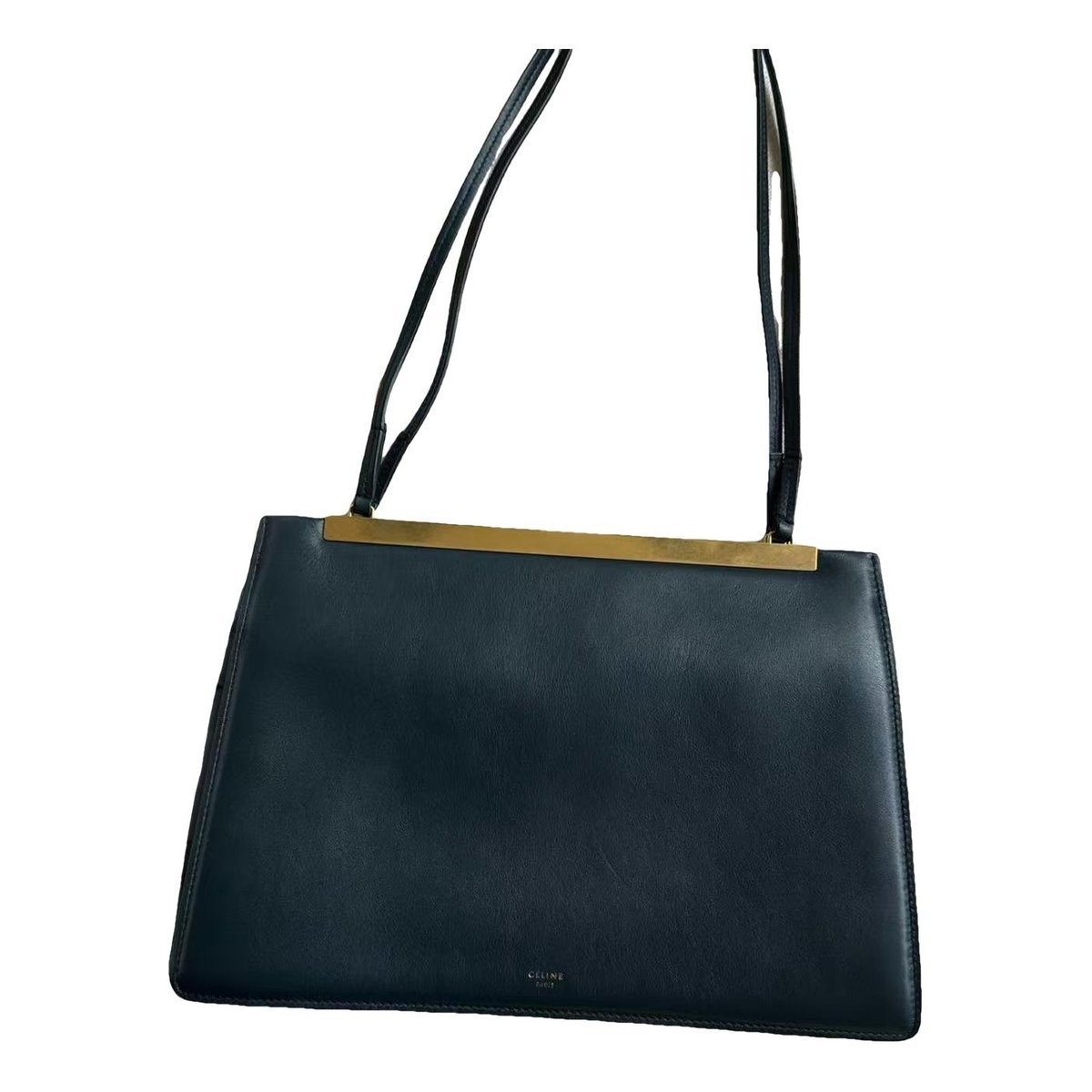 Clasp leather handbag