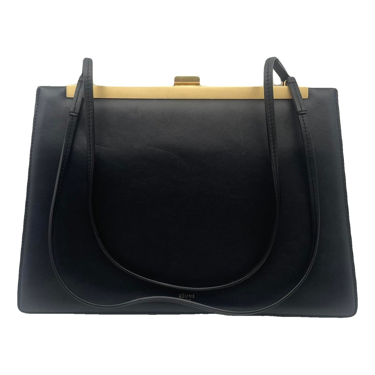 Clasp leather handbag