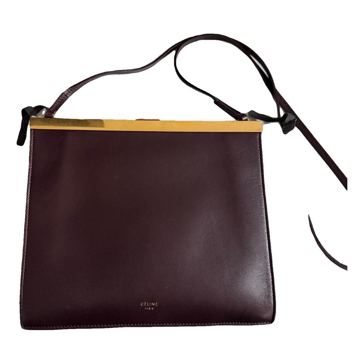 Clasp leather handbag