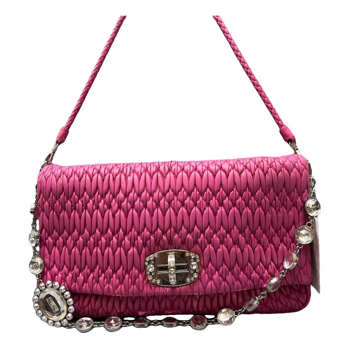 Miu Crystal leather handbag