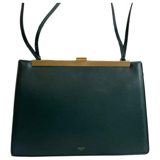 Clasp leather handbag