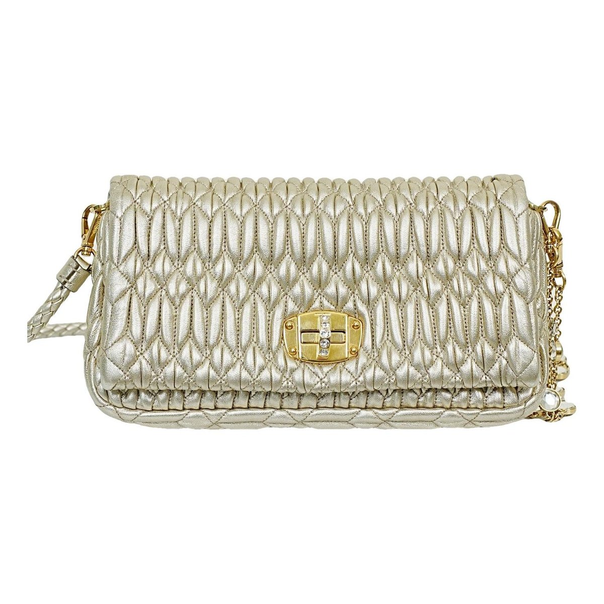 Miu Crystal leather handbag