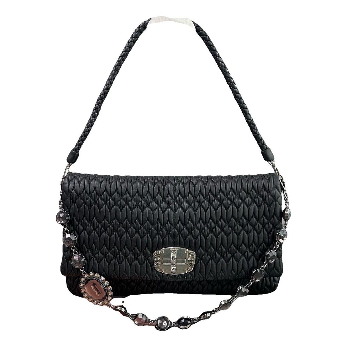 Miu Crystal leather handbag