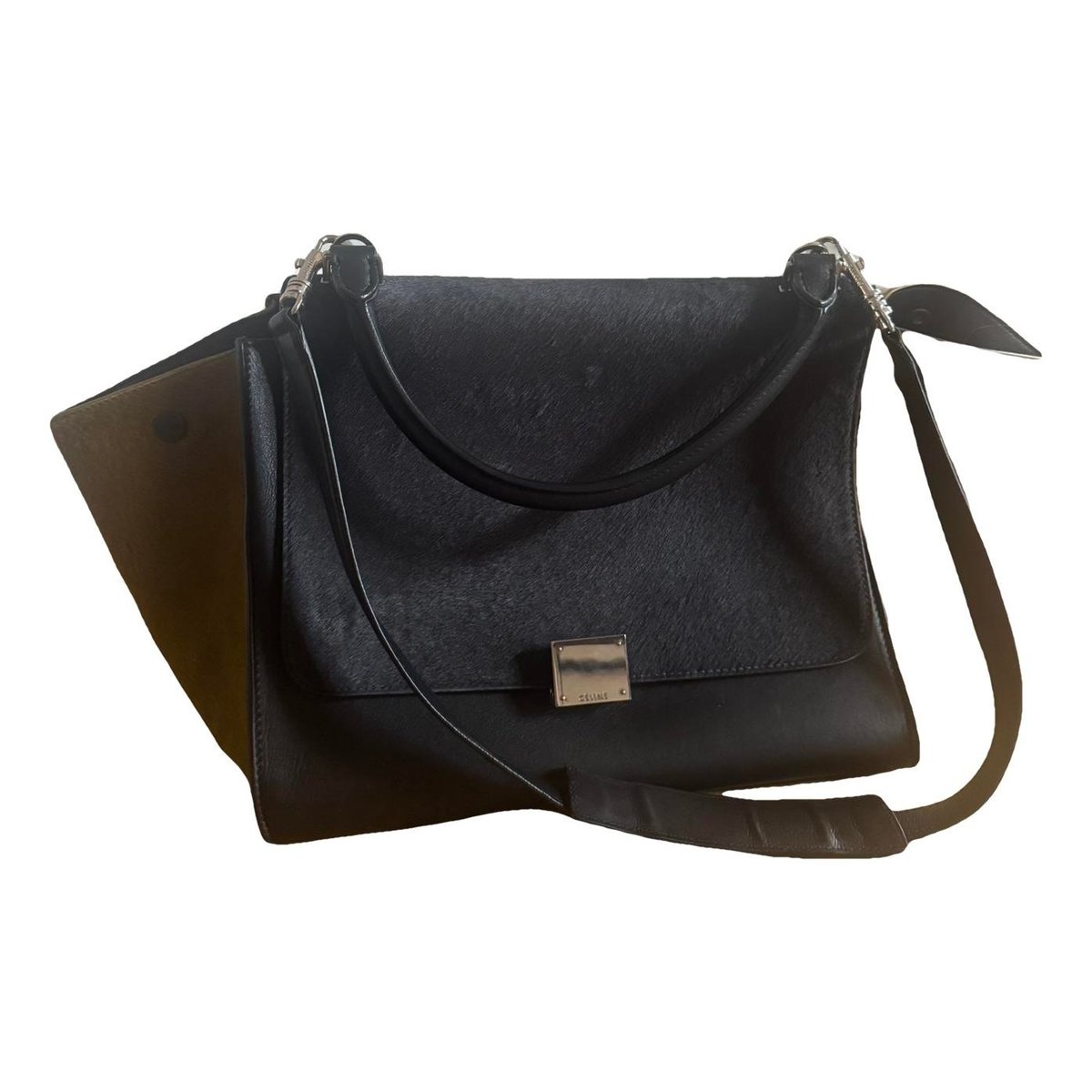 Trapèze leather handbag
