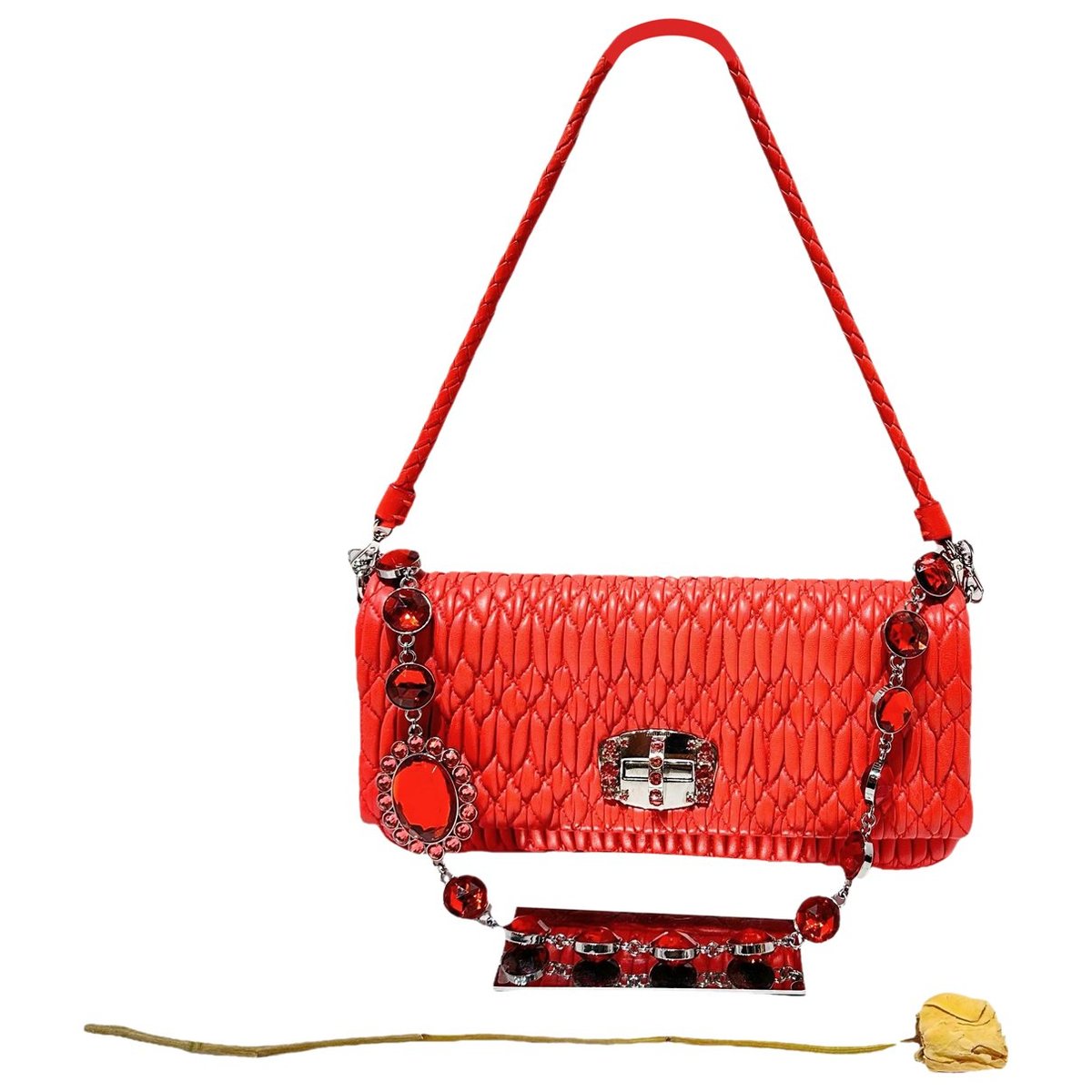 Miu Crystal leather handbag