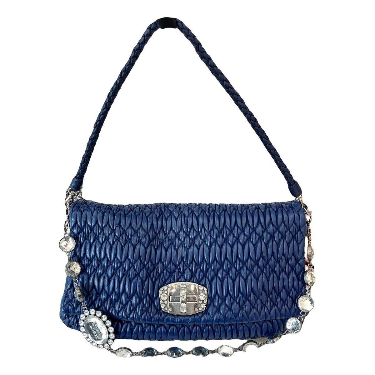 Miu Crystal leather handbag
