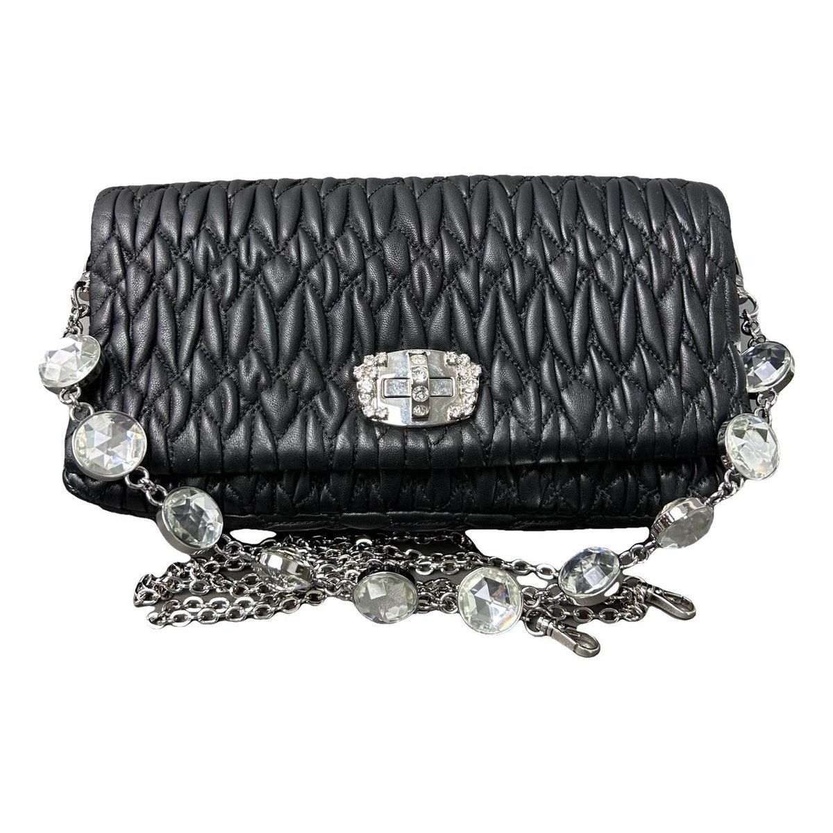Miu Crystal leather handbag