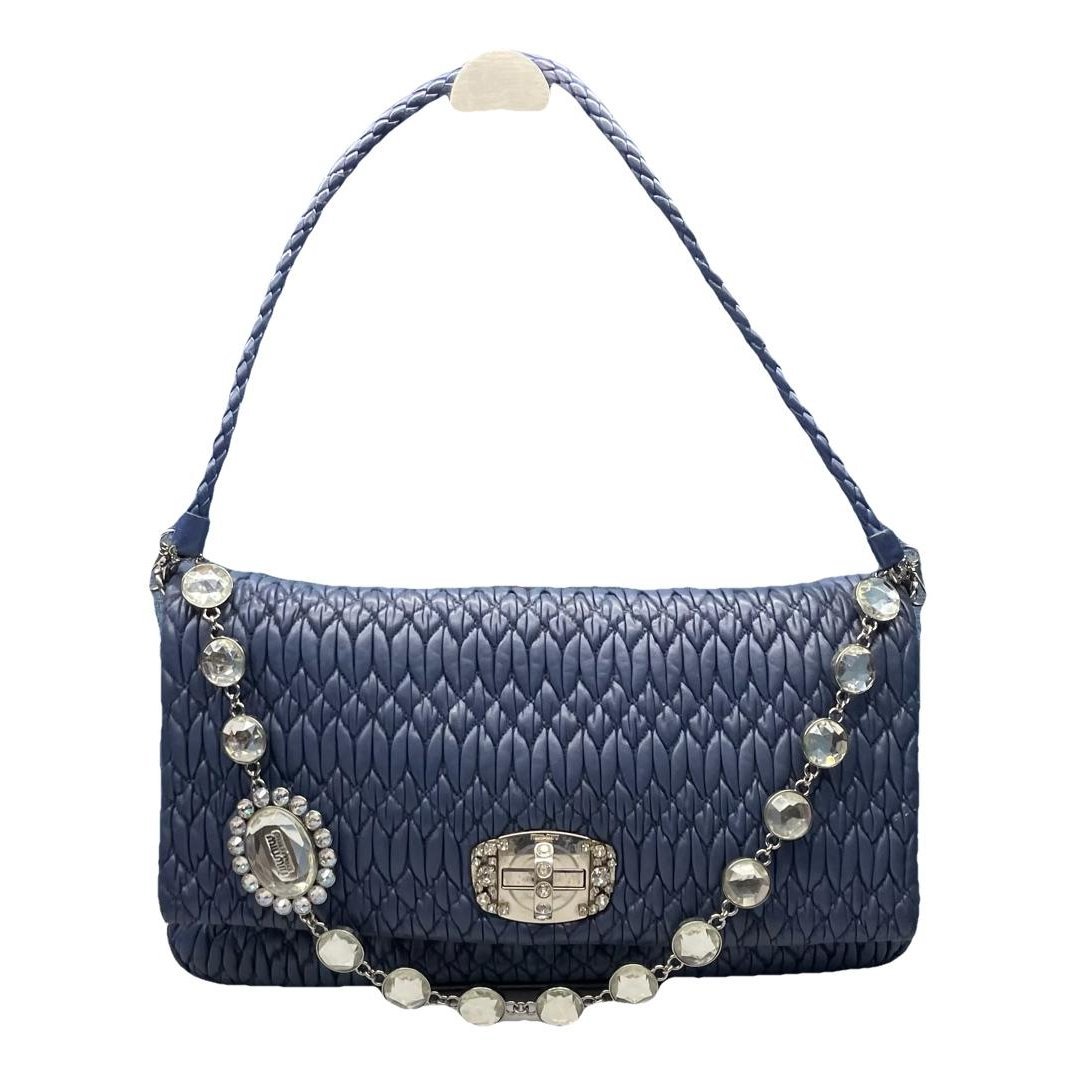 Miu Crystal leather handbag