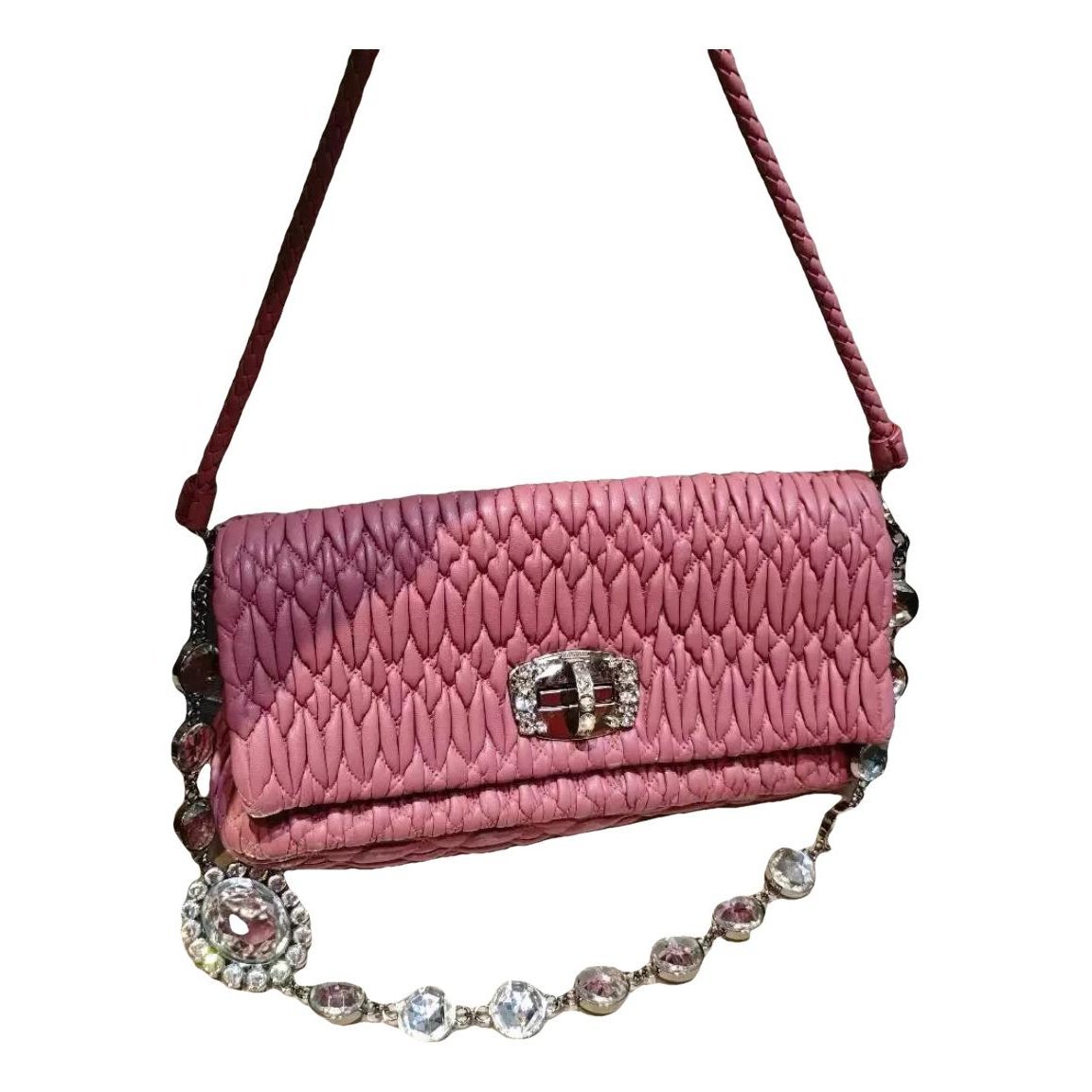 Miu Crystal leather crossbody bag