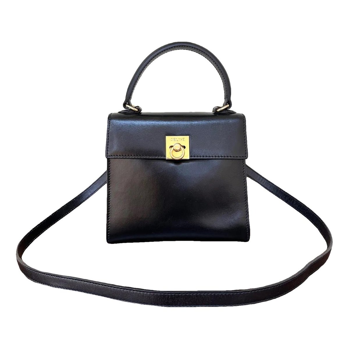 Clasp leather handbag