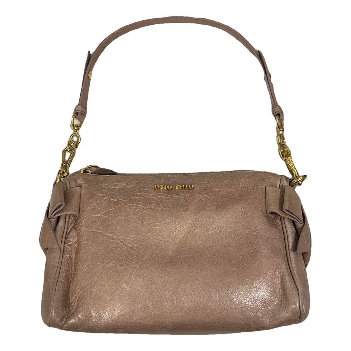Bow bag leather handbag