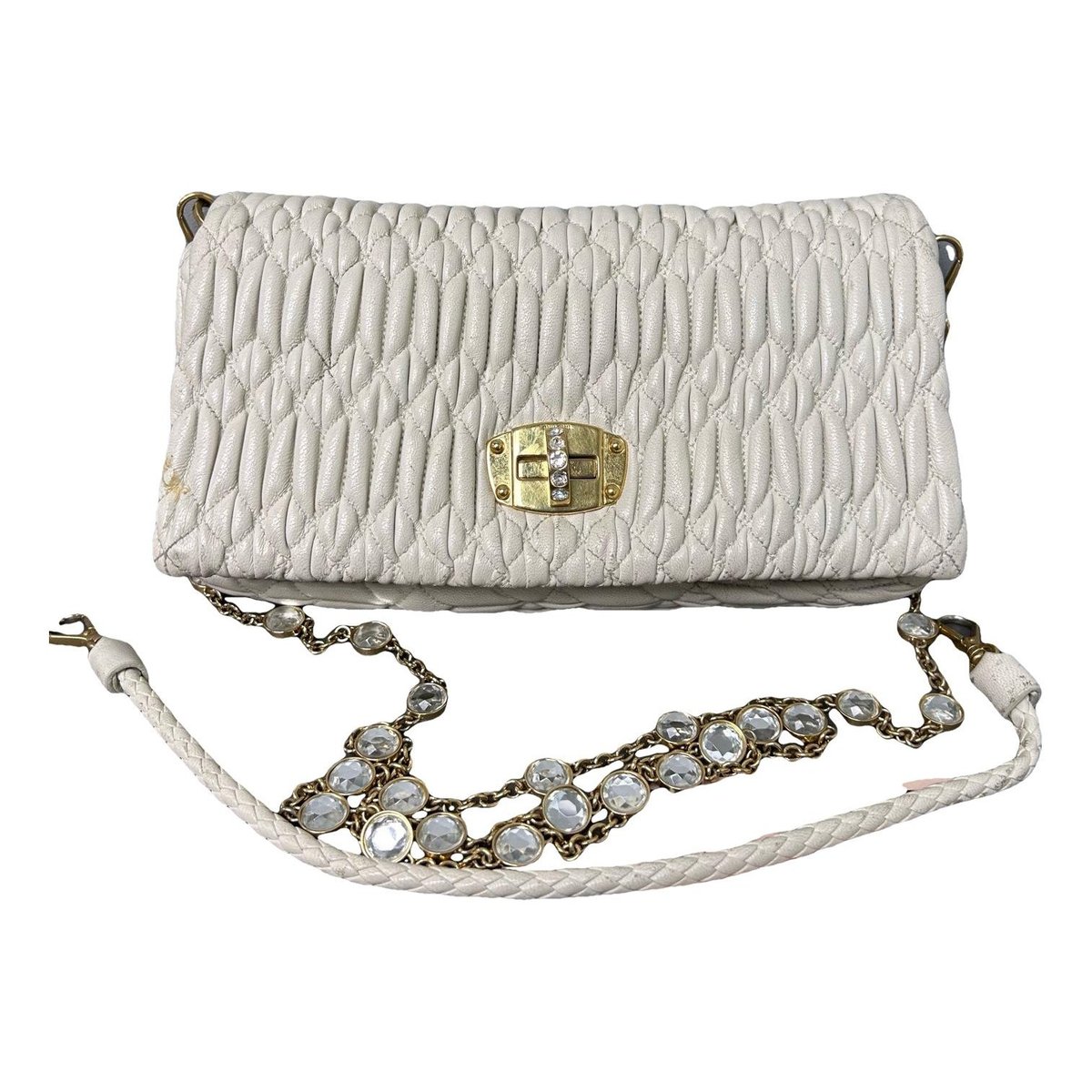 Miu Crystal leather handbag