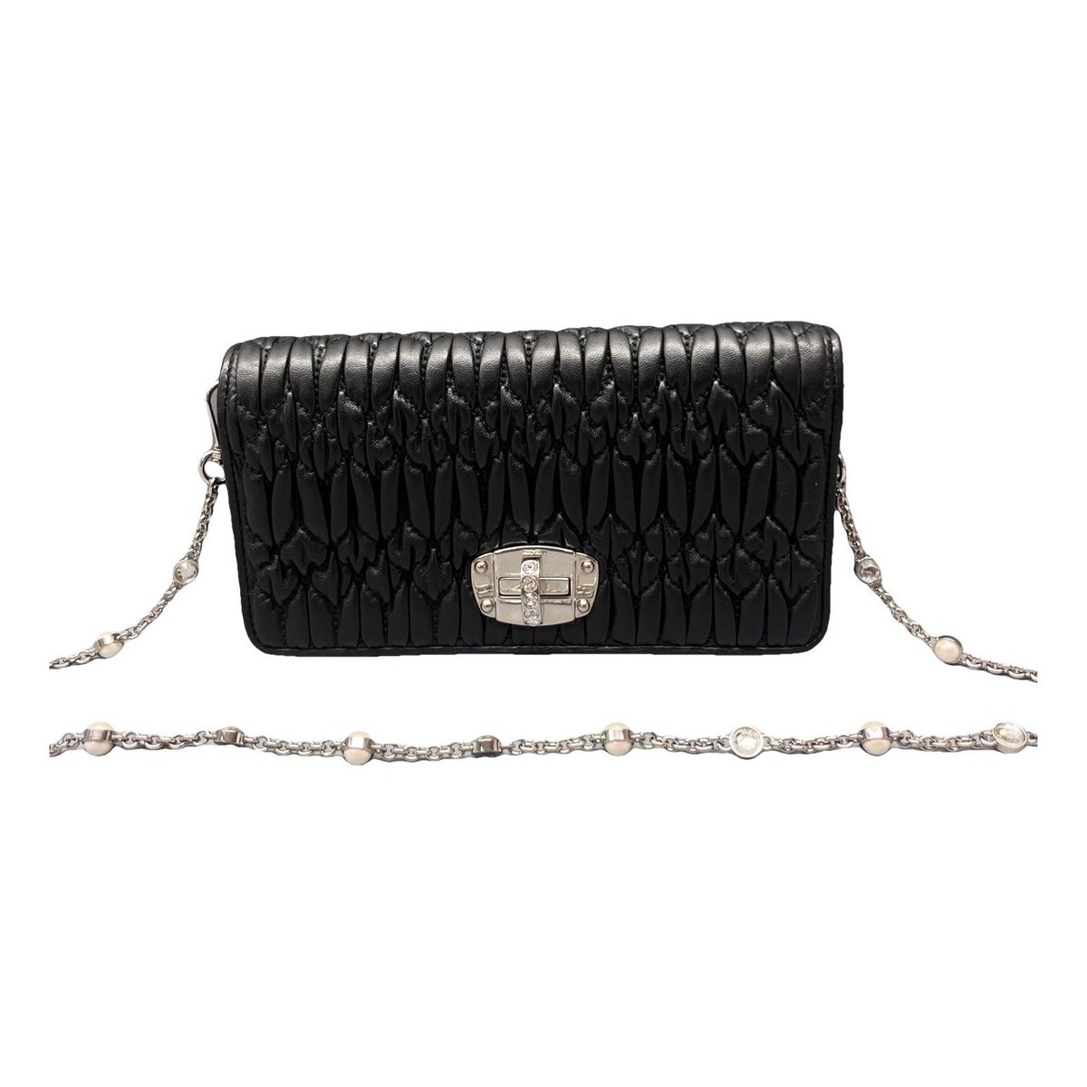 Miu Crystal leather handbag