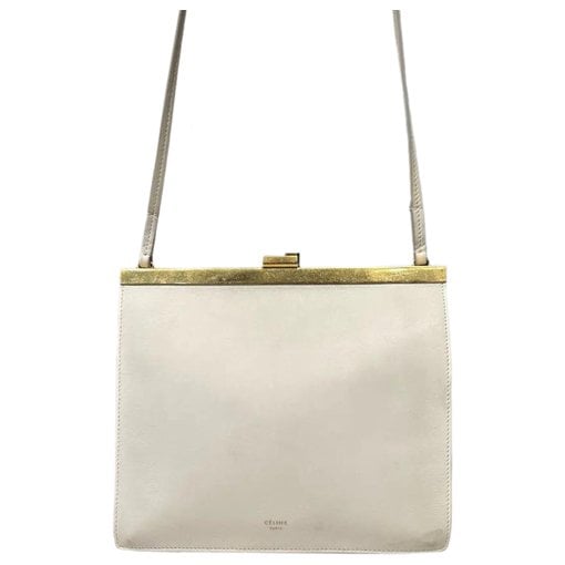 Clasp leather handbag