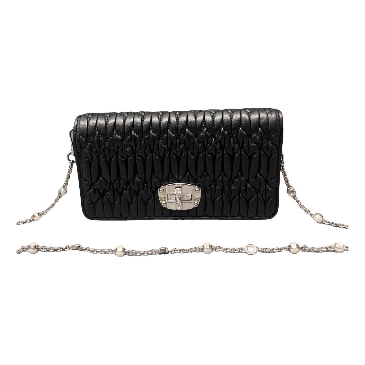 Miu Crystal leather handbag
