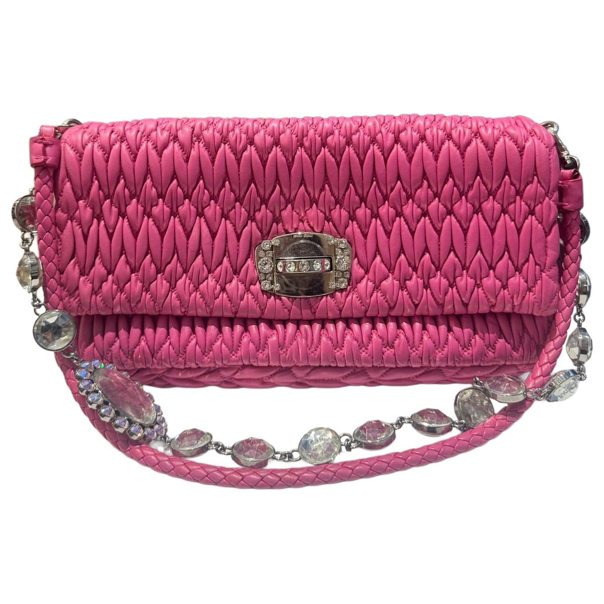 Miu Crystal leather handbag