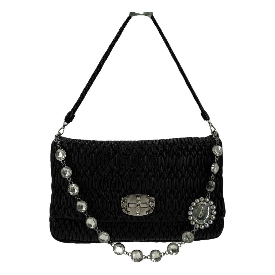 Miu Crystal leather handbag