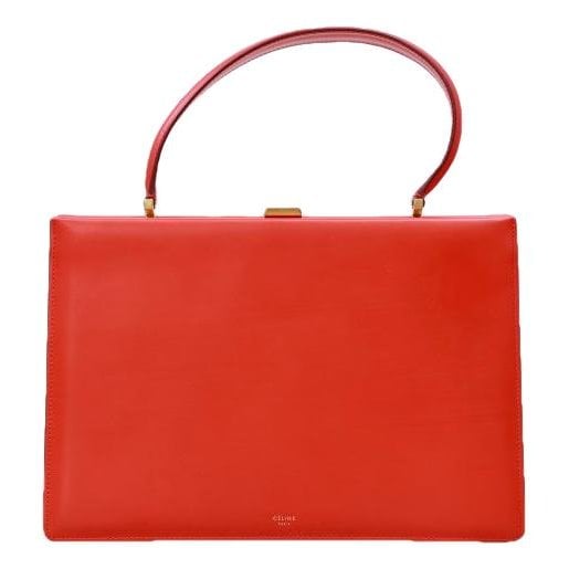 Clasp leather handbag