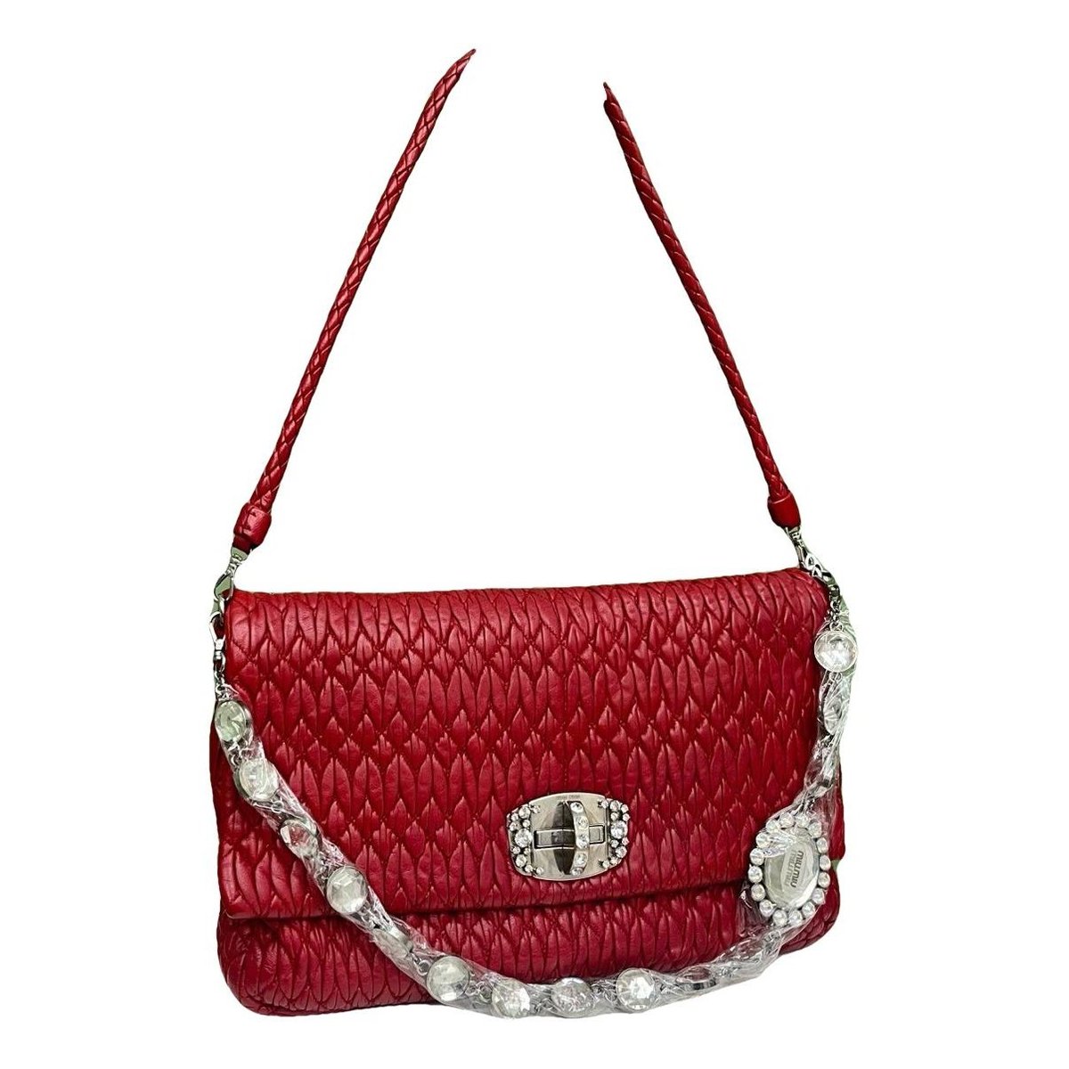 Miu Crystal leather handbag