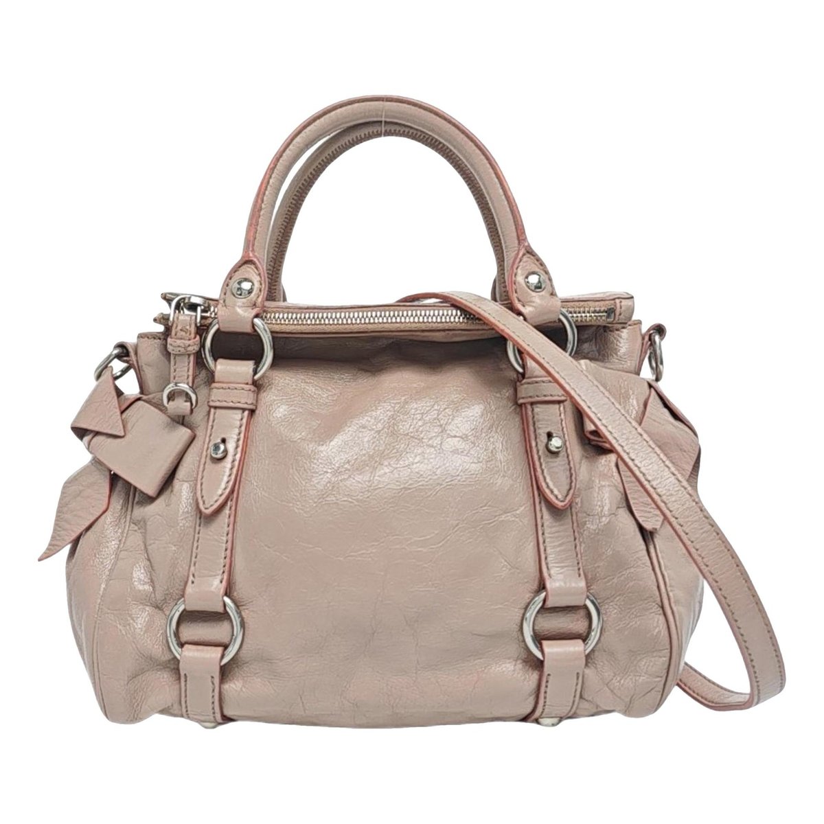 Bow bag leather handbag