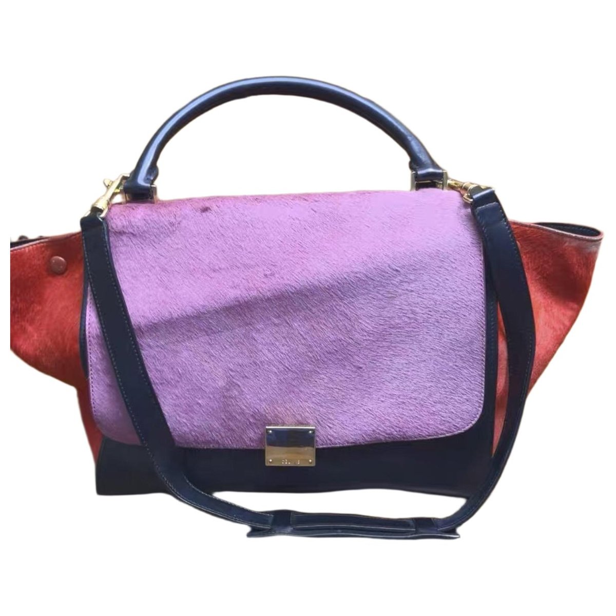Trapèze leather handbag