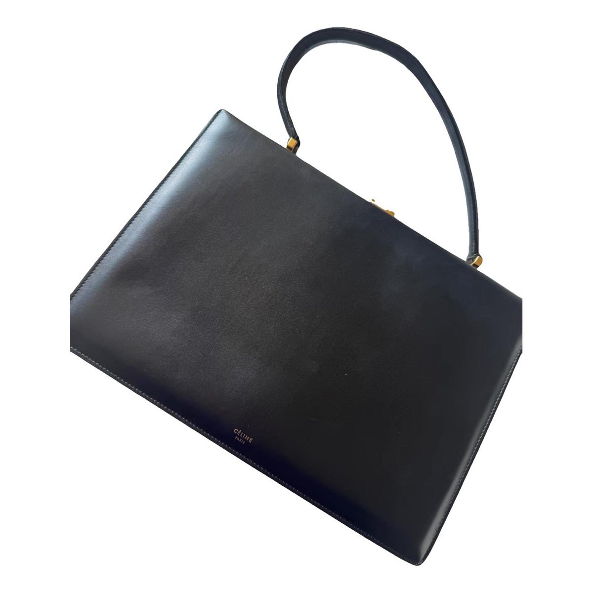 Clasp leather handbag