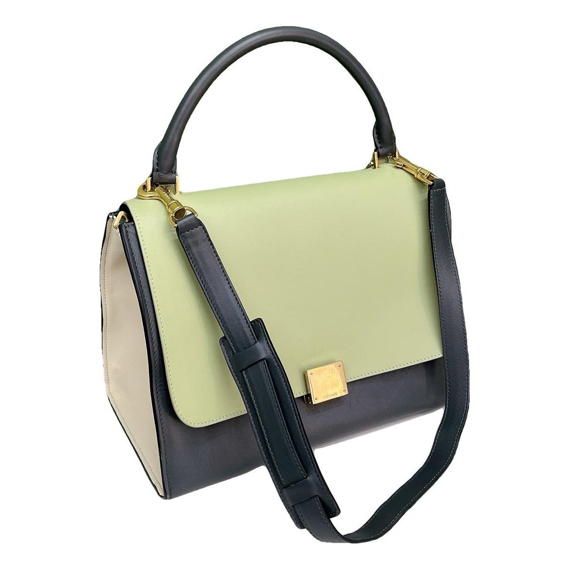 Trapèze leather handbag