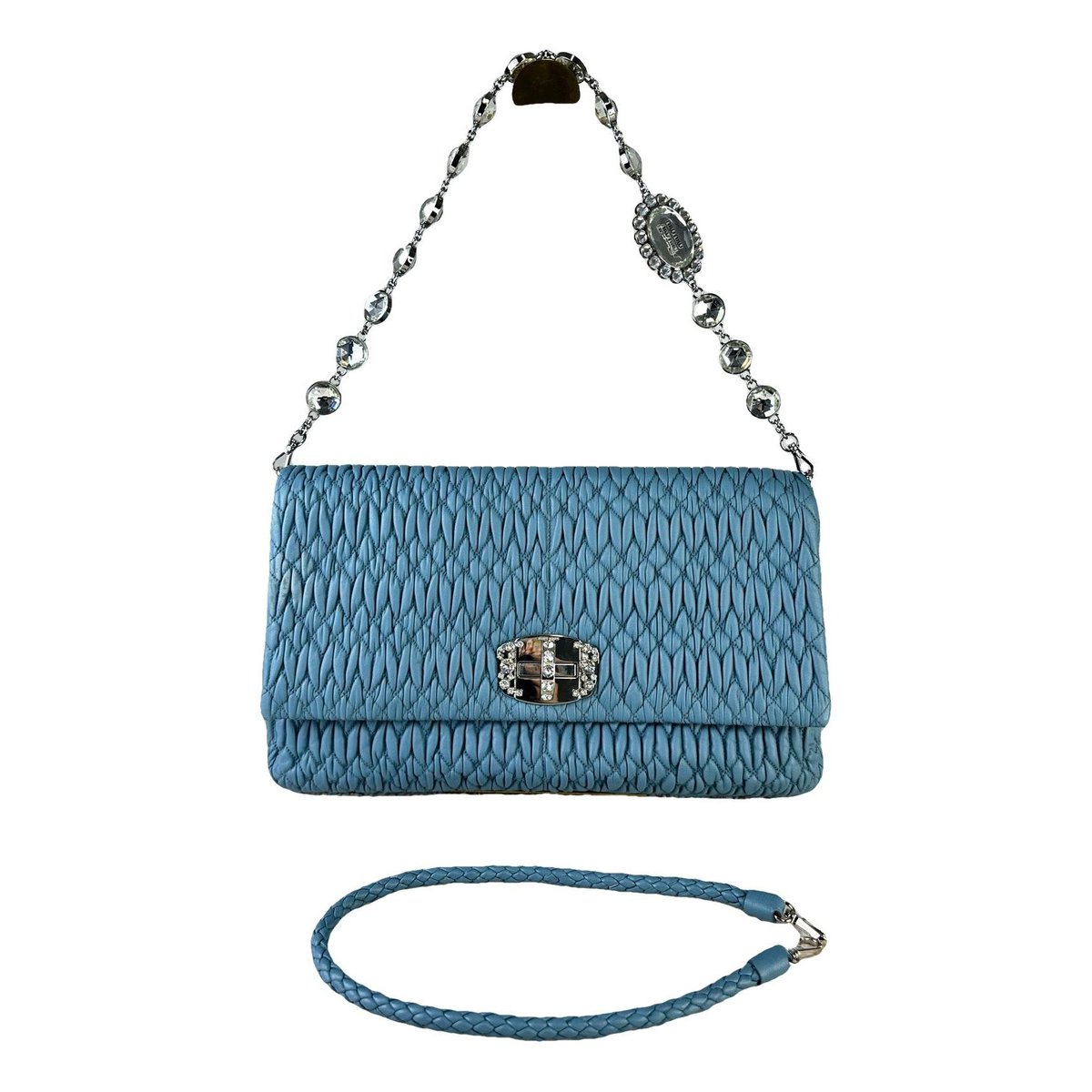 Miu Crystal leather handbag