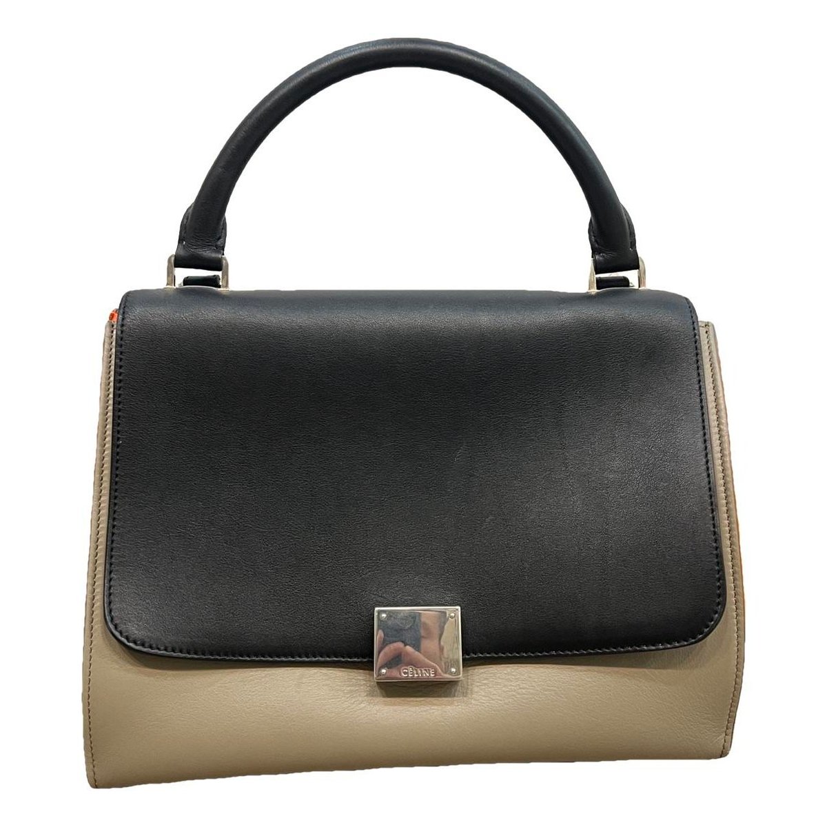 Trapèze leather handbag