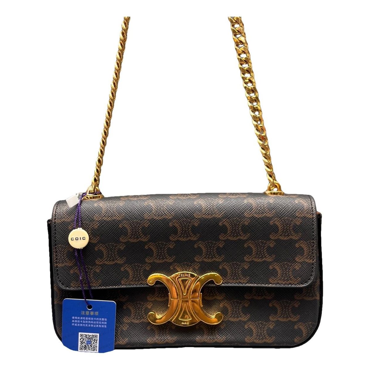 Triomphe chain leather handbag