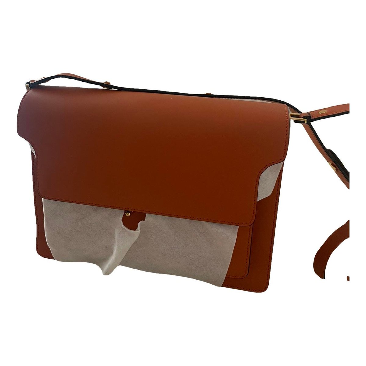 Trunk leather crossbody bag