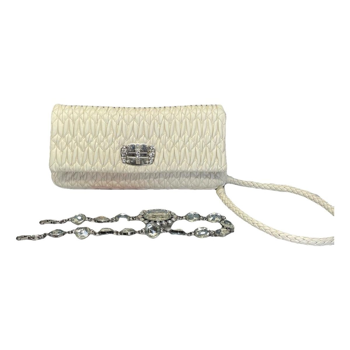 Miu Crystal leather handbag
