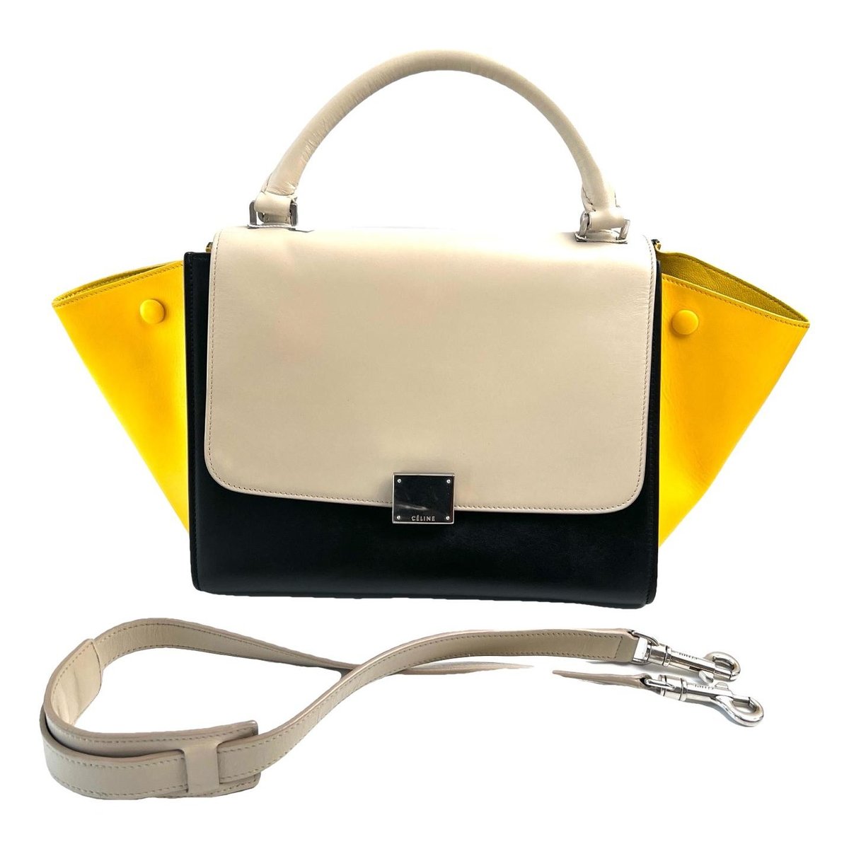 Trapèze leather handbag