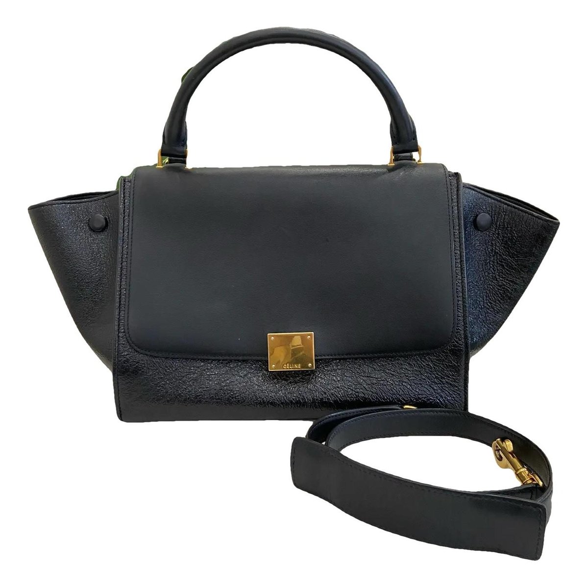 Trapèze leather handbag
