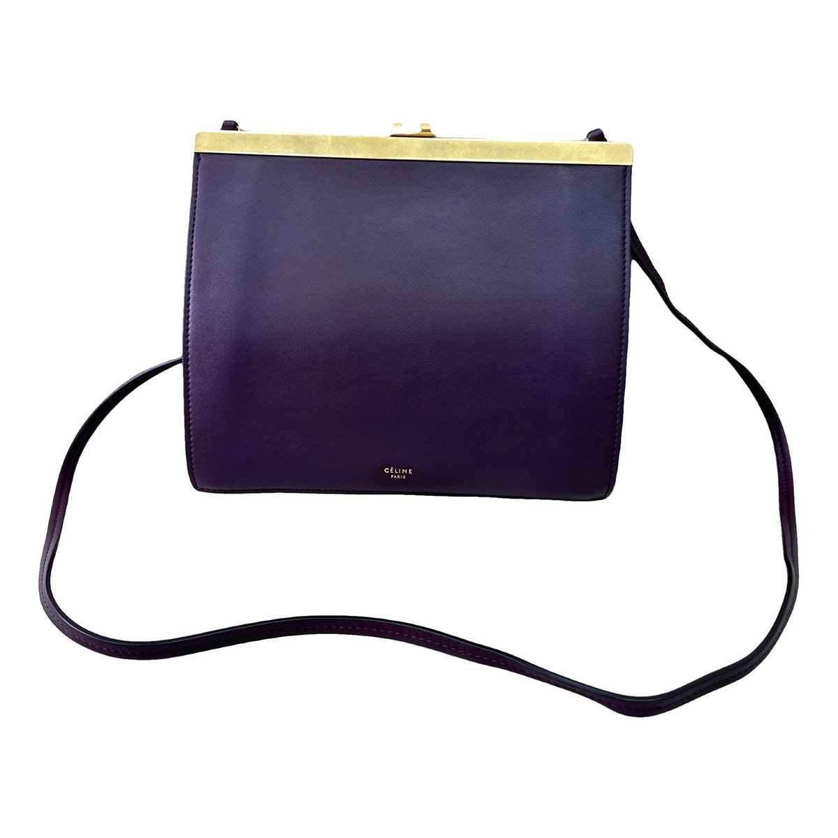 Clasp leather handbag