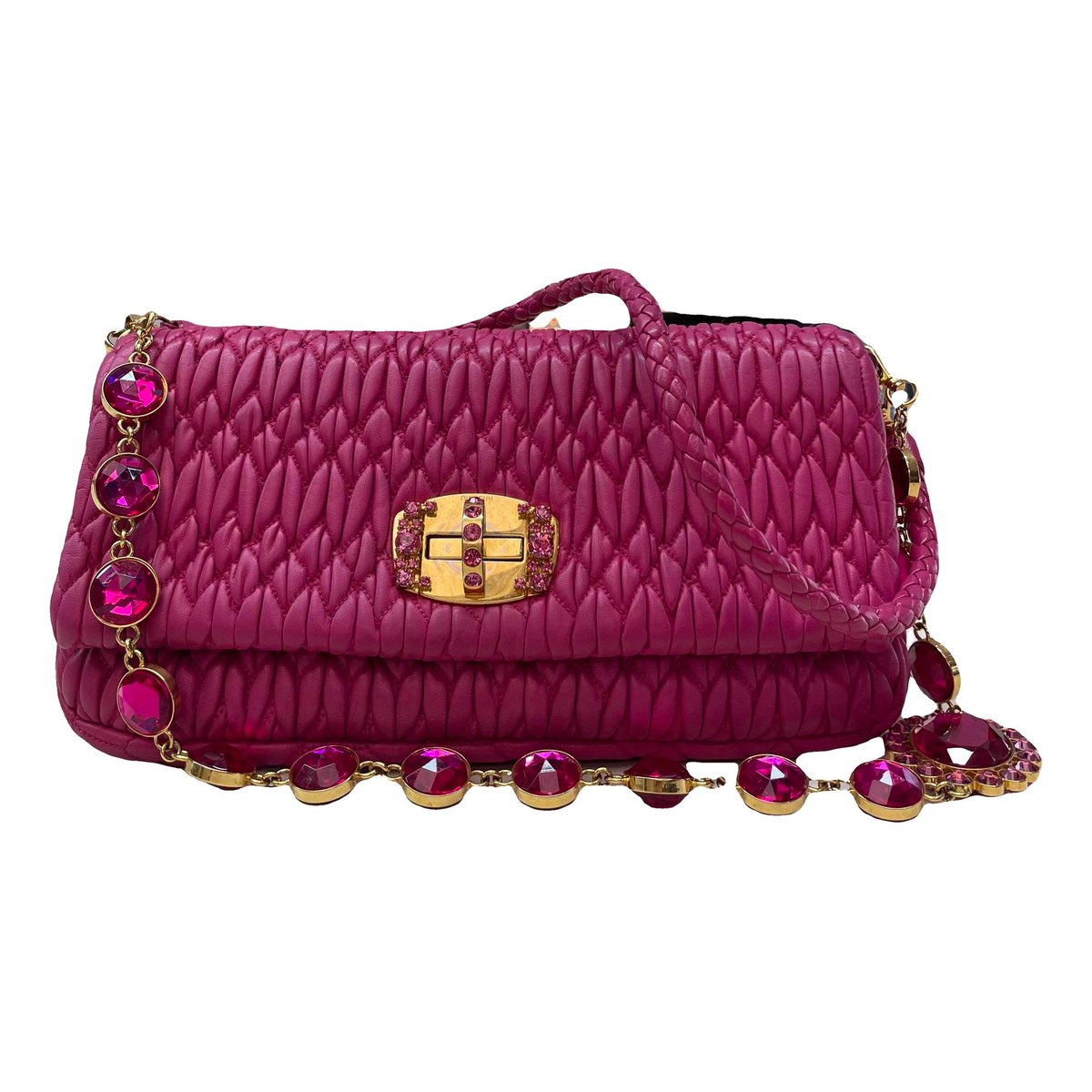 Miu Crystal leather handbag