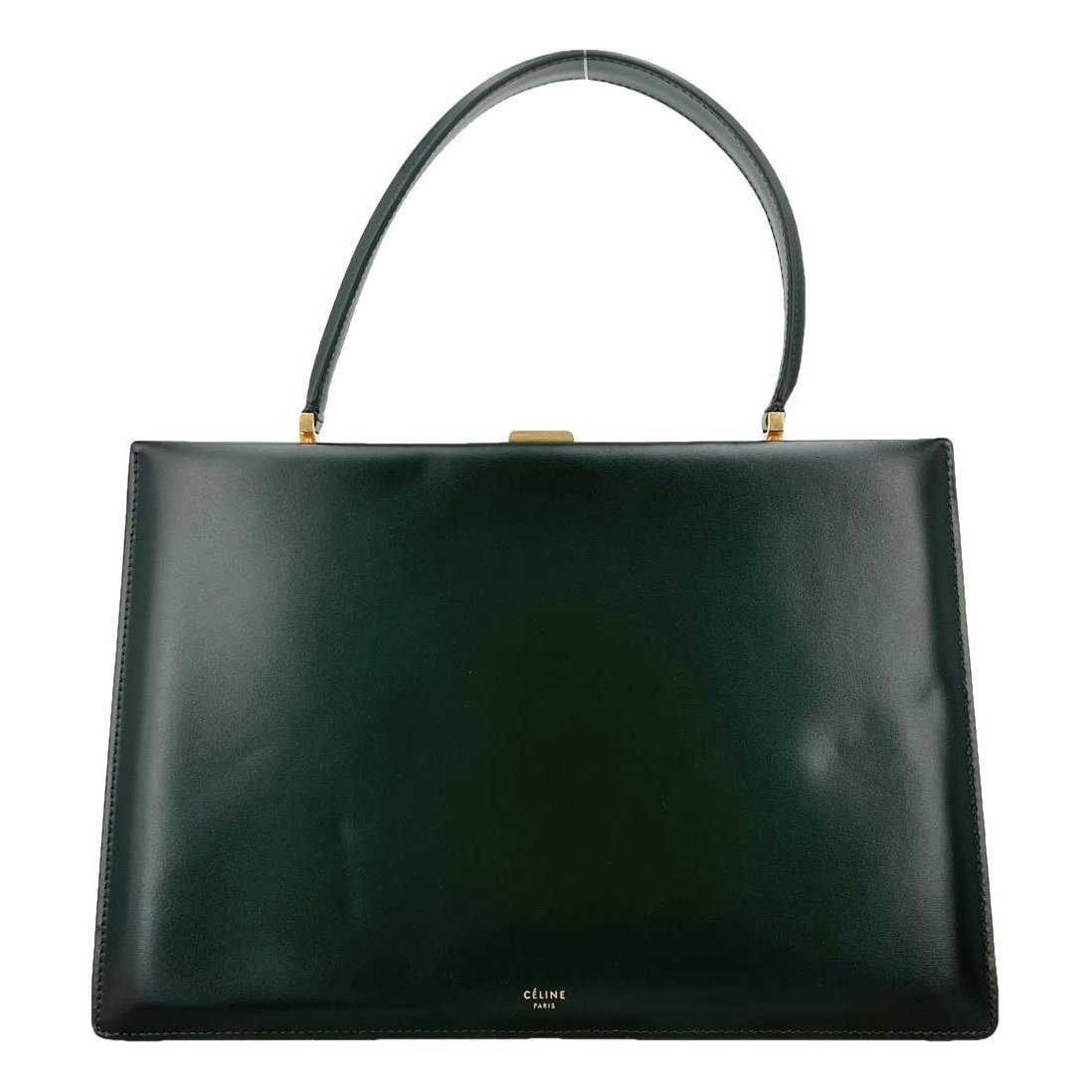 Clasp leather handbag