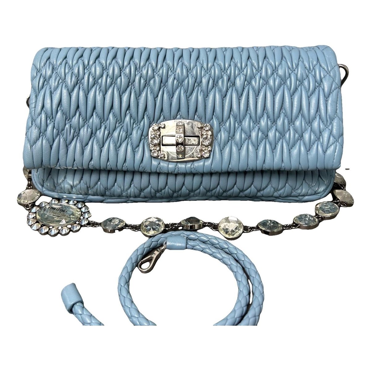 Miu Crystal leather handbag