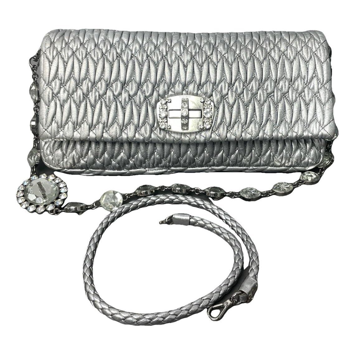 Miu Crystal leather handbag