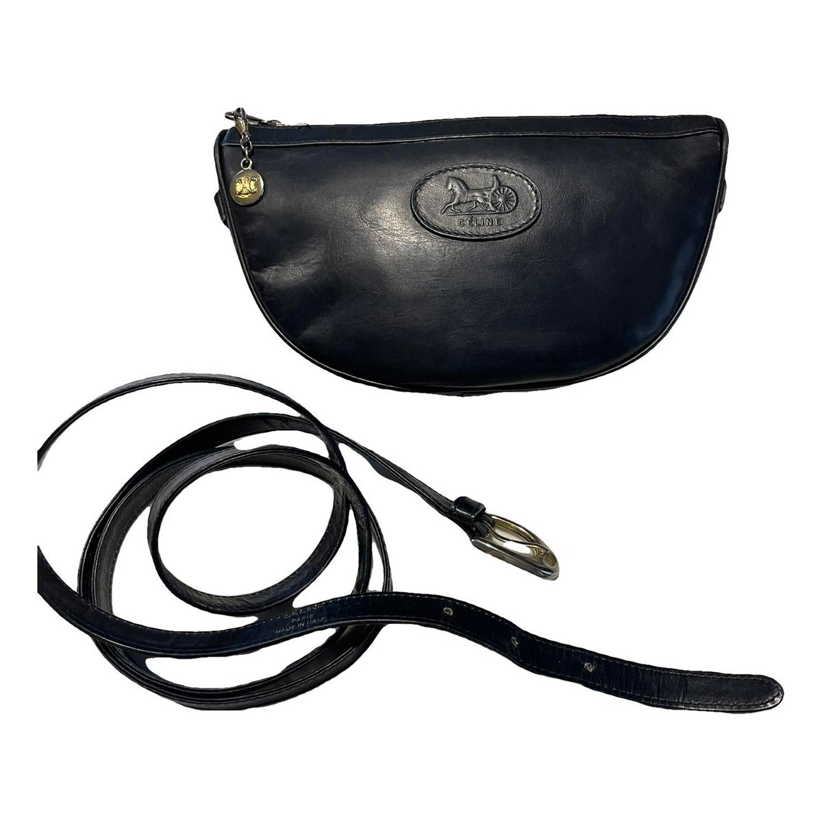 Charm leather clutch bag
